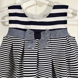 Bonnie Jean Baby Girl's Nautical Dress Size 18 Months Navy Blue White Chambray